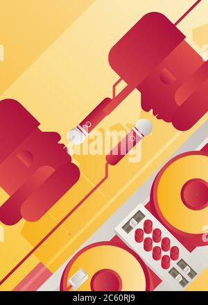 Designed modern DJ music banner. Vector illustration. Stock Vector