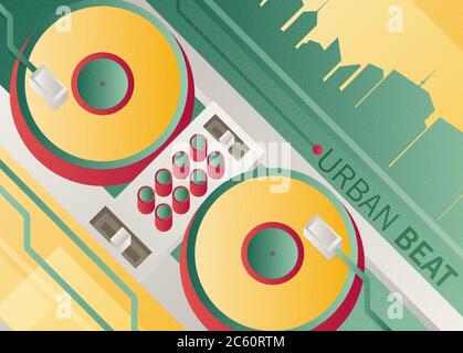 Designed modern DJ music banner. Vector illustration. Stock Vector