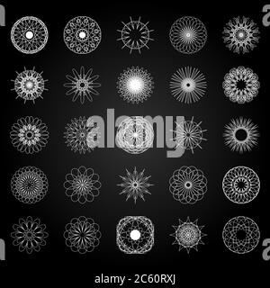 Round symbols set. 25 vector spirographs Stock Vector
