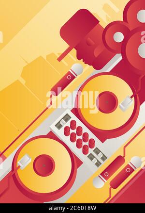 Designed modern DJ music banner. Vector illustration. Stock Vector