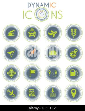 navigation transport map dynamic icons Stock Vector