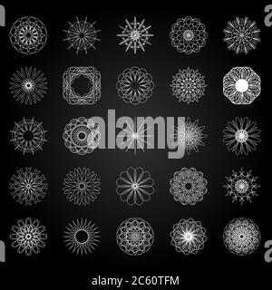 Round symbols set. 25 vector spirographs Stock Vector