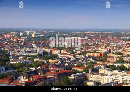 Leipzig city, Germany (State of Saxony). Cityscape with Neustadt and Neuschoenefeld residential districts. Stock Photo
