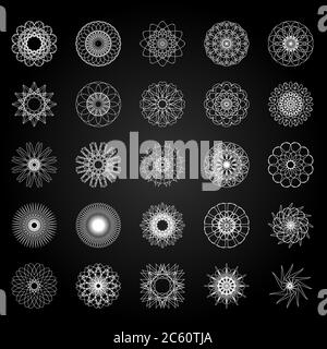 Round symbols set. 25 vector spirographs Stock Vector