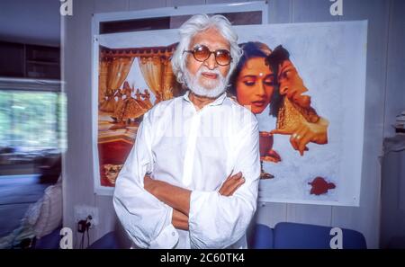 Maqbool Fida Husain better known as M. F. Husain, at home in Mumbai Stock Photo