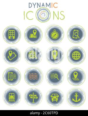 navigation transport map dynamic icons Stock Vector