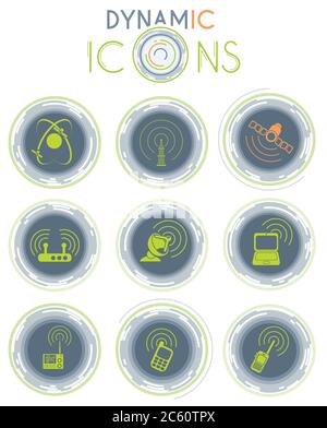 Radio signal dynamic icons Stock Vector