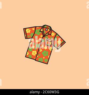 Hawaii shirt with hibiscus blossoms vector illustration for fashion Day on July 9. Symbol of questionnable taste. Stock Vector