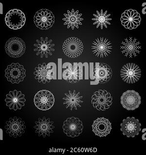 Round symbols set. 25 vector spirographs Stock Vector