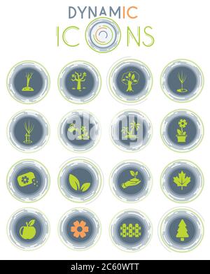 Tree sprout and plants vector icons. Seedling and hand planting ...