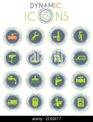plumbing service dynamic icons Stock Vector