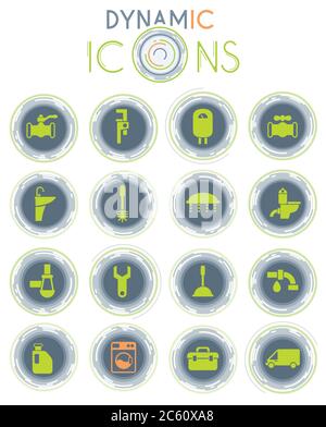 plumbing service dynamic icons Stock Vector