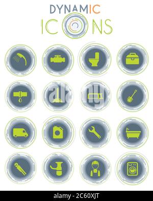 Plumbing service dynamic icons Stock Vector