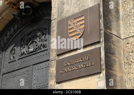 DRESDEN, GERMANY - MAY 10, 2018: Saechsische Staatskanzlei (Saxon State Chancellery) old governmental building in Dresden, Germany. Stock Photo