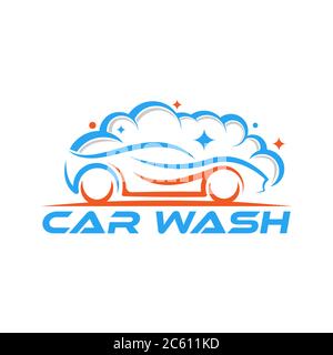 Car Wash Logo Vector Illustration template. Trendy Car Wash vector logo icon silhouette design. Car Auto Cleaning logo vector illustration for car det Stock Vector