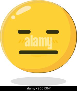 Emoticon expressionless smiley. Pocker-faced. Cartoon Isolated vector illustration on white background Stock Vector