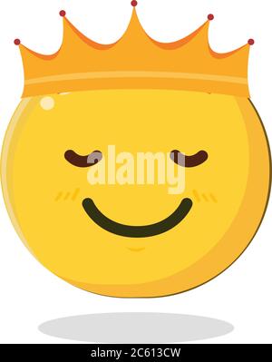 Emoticon king with crown. Cartoon Isolated vector illustration on white background Stock Vector