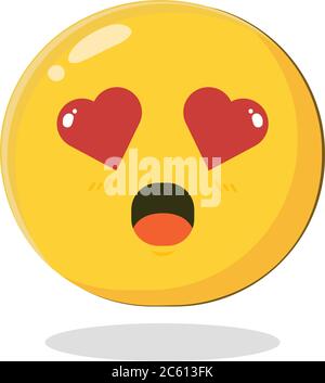 Cute Emoticon astonished feeling love. Cartoon Isolated vector illustration on white background Stock Vector