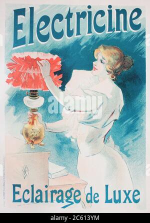French poster with advertisement of lightning in the vintage book Les Maitres de L'Affiche, by Roger Marx, 1897. Stock Photo