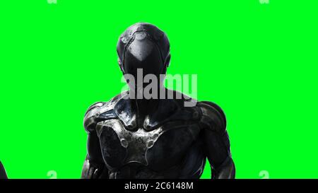 Military alien soldier isolate on green screen. 3d rendering. Stock Photo