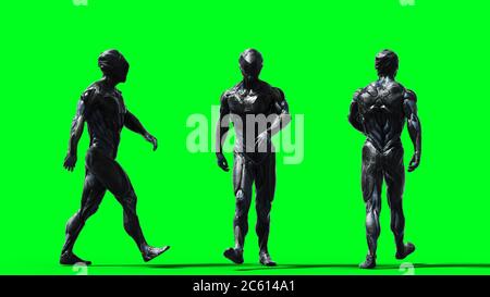 Military alien soldier isolate on green screen. 3d rendering. Stock Photo