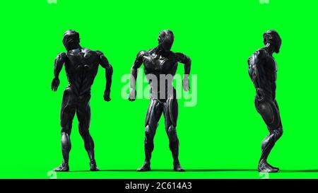 Military alien soldier isolate on green screen. 3d rendering. Stock Photo