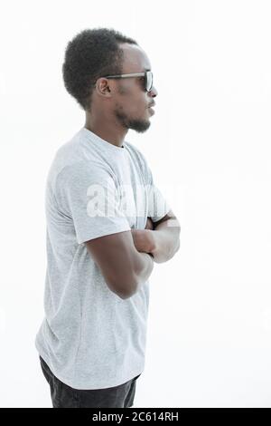 side view. handsome guy in sunglasses looking forward Stock Photo