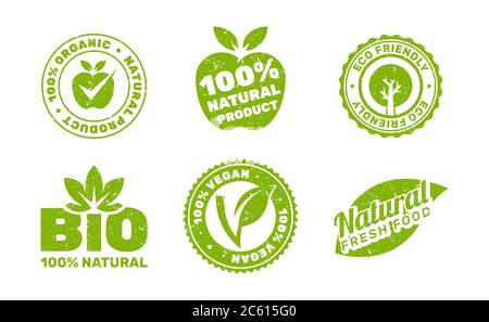 Collection of organic natural bio icon labels Stock Vector