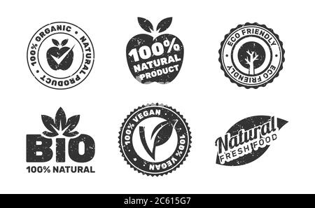 Collection of organic natural bio icon labels Stock Vector