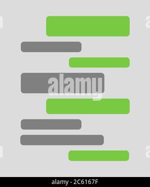 Short bubble message, social screen empty chat window dialog on dark background . Stock Vector