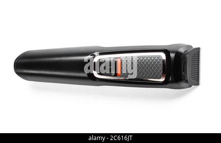 Hair trimming electric razor isolated on white background. Personal gadget for men Stock Photo