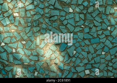 Blue mosaic texture stone background copy space Stock Photo