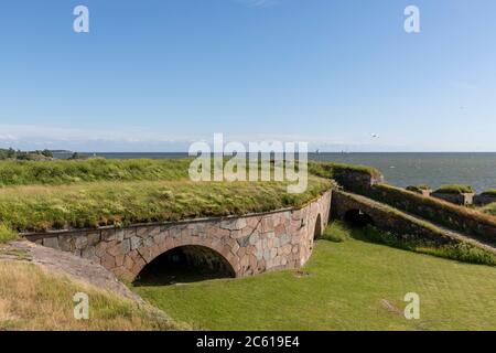 Finnish historical fortification walls on island in Baltic Sea near Helsinki Stock Photo