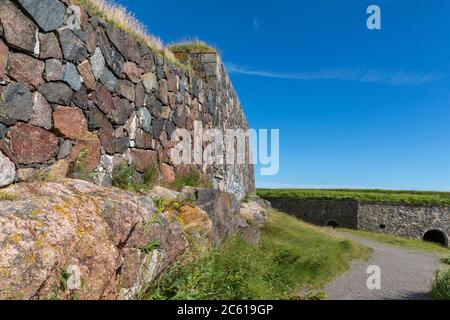 Finnish historical fortification walls on island in Baltic Sea near Helsinki Stock Photo