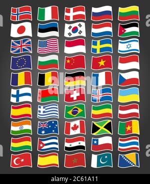 Flags icons in flat style. Simple flags of the countries Stock Vector