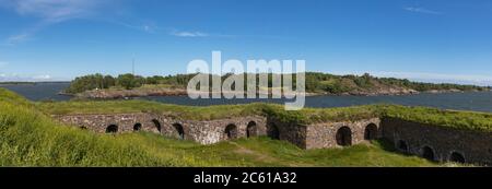 Finnish historical fortification walls on island in Baltic Sea near Helsinki Stock Photo