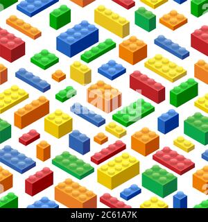 Seamless background. Isometric Plastic Building Blocks and Tiles Stock Vector