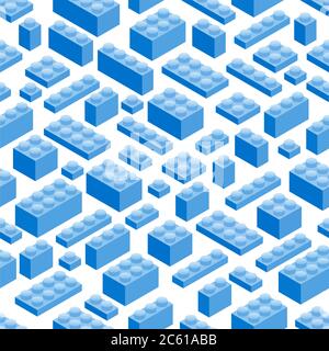 Seamless background. Isometric Plastic Building Blocks and Tiles Stock Vector