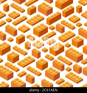 Seamless background. Isometric Plastic Building Blocks and Tiles Stock Vector