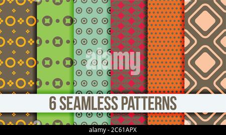 Six Seamless geometric patterns Stock Vector