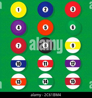 Set of billiards balls vector illustration background Stock Vector