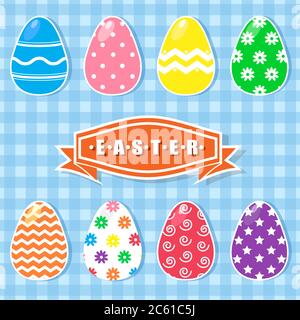 Easter colorful eggs set vector illustration background Stock Vector