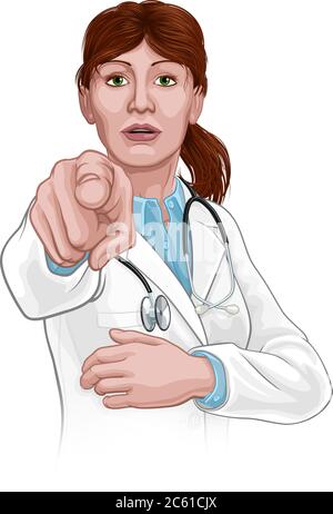Doctor Woman Pointing Needs You Stock Vector