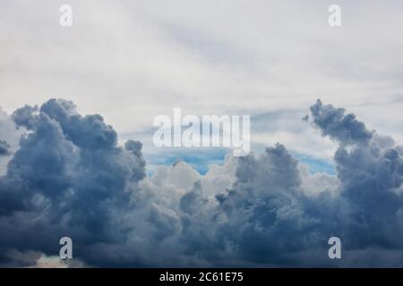 Powerful stormy cumulus thunderclouds in the sky Stock Photo