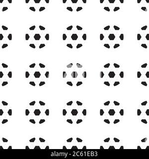 Football ball black and white seamless illustration vector background Stock Vector