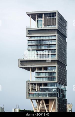 Mumbai, India. Antilia, the world's costliest private residence, owned by Mukesh Ambani of Reliance Industries Stock Photo