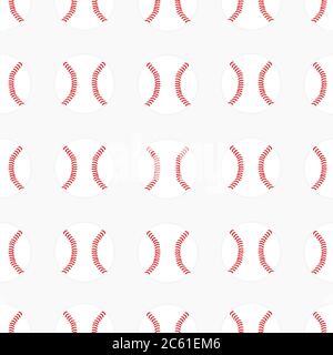 Stitched baseball ball seamless vector pattern background Stock Vector