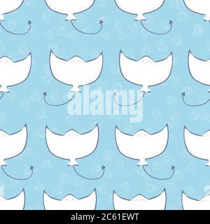Cute stingray seamless pattern vector background Stock Vector