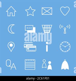 Line icons set for social media, shopping, business, online service. Vector illustration Stock Vector