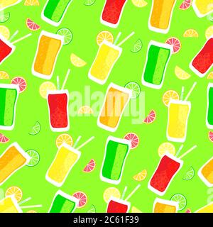 Cute drinks vector illustration background seamless pattern Stock Vector